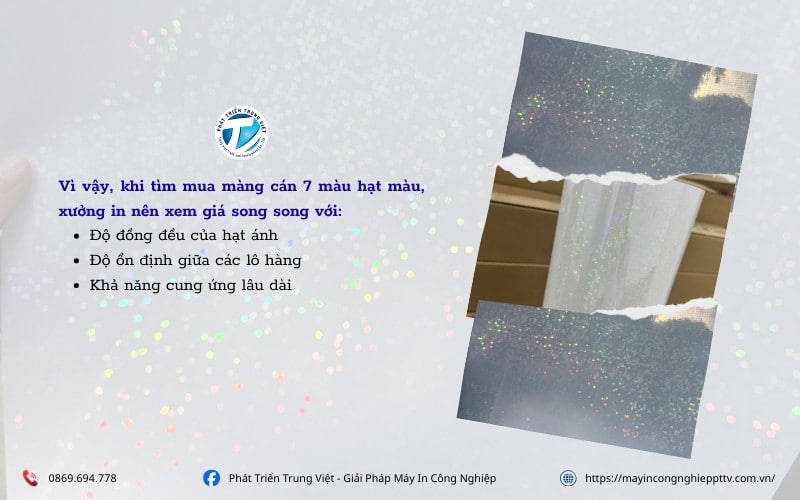 Yếu tố cần quan tâm khi mua màng cán 7 màu hạt màu